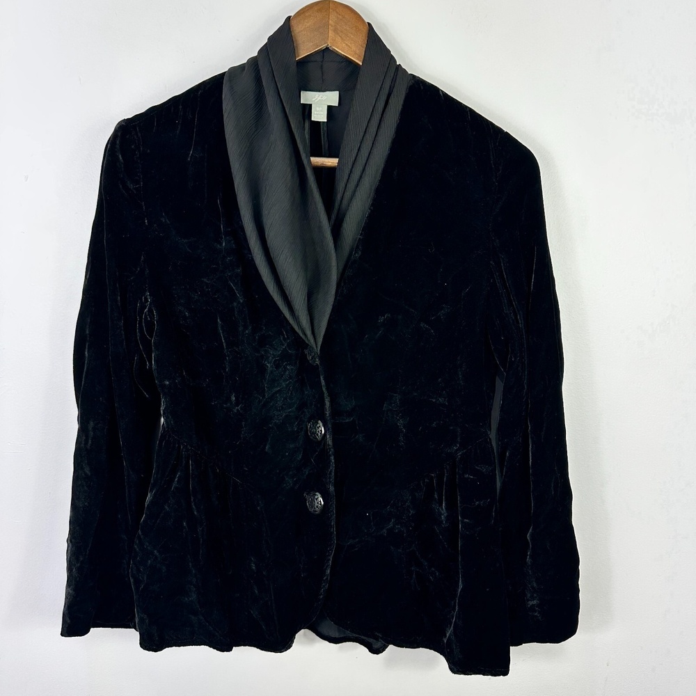 J.Jill Velvet Blazer Womens Small Petite Shawl Collar Quiet‎ Luxury Old Money